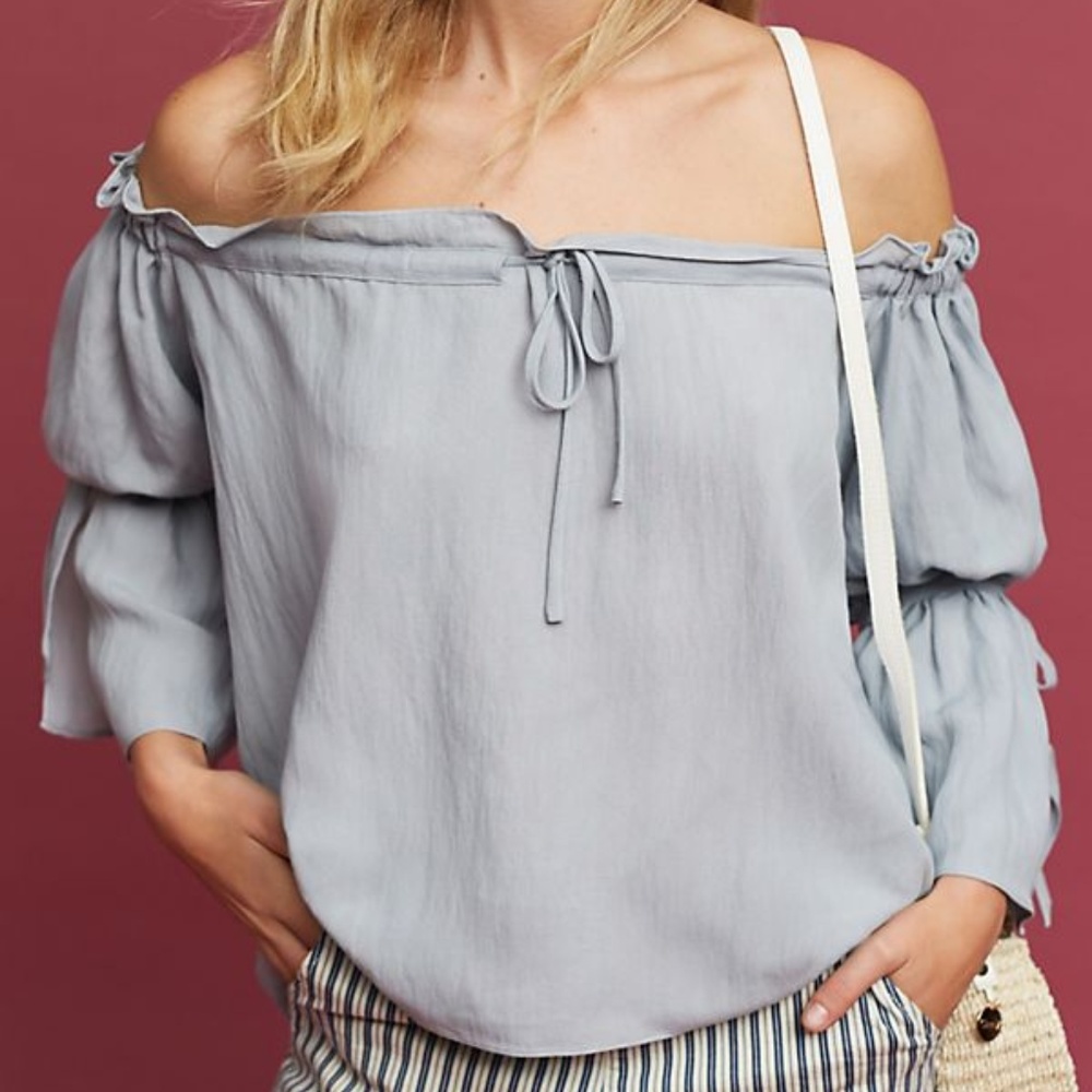 Anthropologie Maeve Off Shoulder Sky Blue